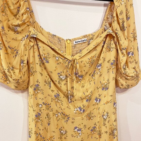New Reformation Lillet Floral Mini Dress Felicity Yellow 10 $218 - Picture 4 of 8